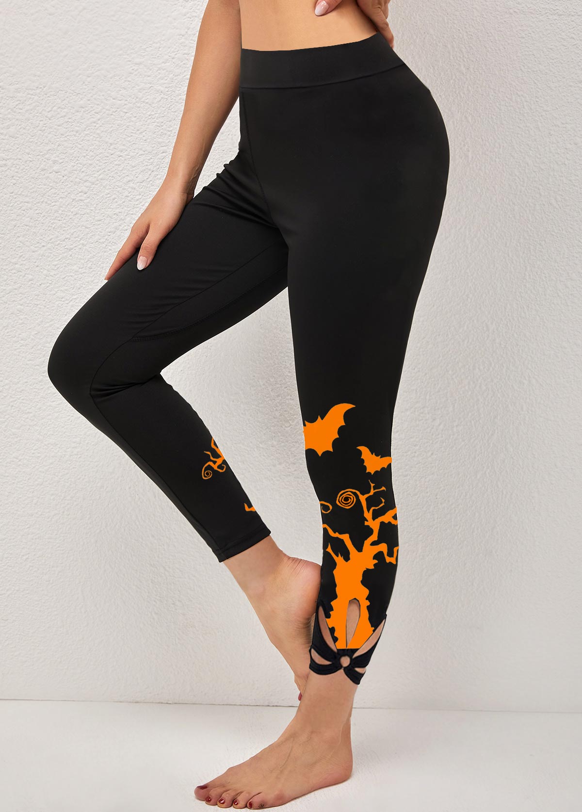 Halloween Print Orange High Waisted Legging