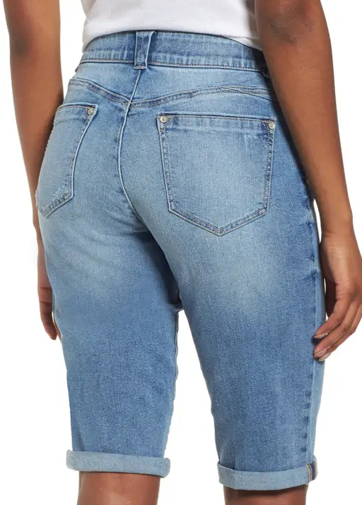 Pocket Roll Hem Button Up Shorts